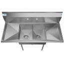 Koolmore SB121610-12B3 48" Two Compartment Stainless Steel Sink with Two Drainboards addl-2