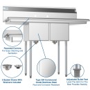 Koolmore SB121610-12B3 48" Two Compartment Stainless Steel Sink with Two Drainboards addl-4
