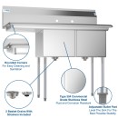 Koolmore SB151512-15L3 48" Two Compartment Stainless Steel Sink with Left Drainboard addl-5