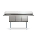 Koolmore KM-SC151514-15B3 75" Three Compartment 18-Gauge Stainless Steel Sink with Two Drainboards addl-1