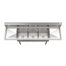 Koolmore KM-SC151514-15B3 75" Three Compartment 18-Gauge Stainless Steel Sink with Two Drainboards addl-3