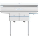 Koolmore SB141611-12B3 52" Two Compartment Stainless Steel Sink with Two Drainboards addl-2