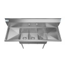 Koolmore SC101410-12B3 54" Three Compartment Stainless Steel Sink with Two Drainboards addl-3