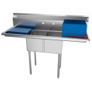 Koolmore SB121610-16B3 56" Two Compartment Stainless Steel Sink with Two Drainboards addl-1