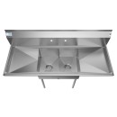 Koolmore SB121610-16B3 56" Two Compartment Stainless Steel Sink with Two Drainboards addl-4