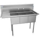 Koolmore SC121610-12L3 51" Three Compartment Stainless Steel Sink with Left Drainboard addl-2
