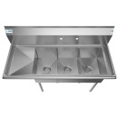 Koolmore SC121610-12L3 51" Three Compartment Stainless Steel Sink with Left Drainboard addl-5