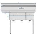 Koolmore SC121610-12L3 51" Three Compartment Stainless Steel Sink with Left Drainboard addl-4