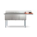 Koolmore KM-SC181814-18R3 75" Three Compartment 18-Gauge Stainless Steel Sink with Right Drainboard addl-1