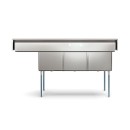 Koolmore KM-SC181814-18R3 75" Three Compartment 18-Gauge Stainless Steel Sink with Right Drainboard addl-2