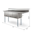 Koolmore KM-SC181814-18R3 75" Three Compartment 18-Gauge Stainless Steel Sink with Right Drainboard addl-5