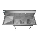 Koolmore SC121610-16L3 55" Three Compartment Stainless Steel Sink with Left Drainboard addl-2