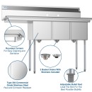 Koolmore SC121610-16L3 55" Three Compartment Stainless Steel Sink with Left Drainboard addl-5