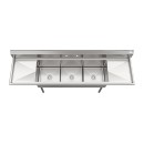 Koolmore KM-SC181814-18B3 90" Three Compartment 18-Gauge Stainless Steel Sink with Two Drainboards addl-1
