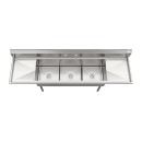 Koolmore KM-SC181814-18B3 90" Three Compartment 18-Gauge Stainless Steel Sink with Two Drainboards addl-1