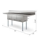 Koolmore KM-SC181814-18B3 90" Three Compartment 18-Gauge Stainless Steel Sink with Two Drainboards addl-3