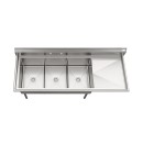 Koolmore KM-SC182414-24R3 81" Three Compartment 18-Gauge Stainless Steel Sink with Right Drainboard addl-2