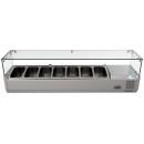 Koolmore SCDC-7T 59" Seven Pan Countertop Refrigerated Condiment Prep Station with Sneeze Guard addl-3