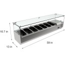 Koolmore SCDC-7T 59" Seven Pan Countertop Refrigerated Condiment Prep Station with Sneeze Guard addl-5