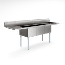 Koolmore KM-SC182414-24B3 102" Three Compartment 18-Gauge Stainless Steel Sink with Two Drainboards addl-4