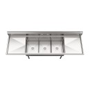Koolmore KM-SC182414-24B3 102" Three Compartment 18-Gauge Stainless Steel Sink with Two Drainboards addl-2