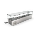 Koolmore SCDC-6P-SG 59" Six Pan Countertop Refrigerated Prep Station with Sneeze Guard addl-1