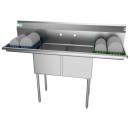 Koolmore SB151512-15B3 60" Two Compartment Stainless Steel Sink with Two Drainboards addl-4