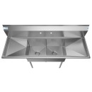Koolmore SB151512-15B3 60" Two Compartment Stainless Steel Sink with Two Drainboards addl-2