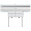 Koolmore SB151512-15B3 60" Two Compartment Stainless Steel Sink with Two Drainboards addl-3