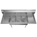 Koolmore SC121610-12B3 60" Three Compartment Stainless Steel Sink with Two Drainboards addl-2