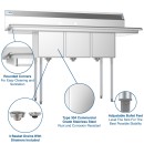 Koolmore SC121610-12B3 60" Three Compartment Stainless Steel Sink with Two Drainboards addl-5