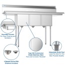 Koolmore SC121610-12B3 60" Three Compartment Stainless Steel Sink with Two Drainboards addl-5