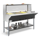 Koolmore KM-OWS-4SG 58" Four Pan Open Well Electric Steam Table with Undershelf and Sneeze Guard addl-3