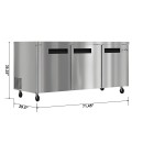 Koolmore KM-UCR-3DSS 72" Three Door Stainless Steel Undercounter Refrigerator addl-3