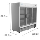 Koolmore RIR-3D-GD 81" Three Glass Door Reach In Refrigerator addl-3