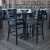 Flash Furniture HDBF1021-GG 30" Round Black Laminate Table Set with 4 Ladder Back Metal Bar Stools Black Vinyl Seat addl-2