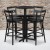 Flash Furniture HDBF1033-GG 24" Round Black Laminate Table Set with 4 Two-Slat Ladder Back Metal Bar Stools Black Vinyl Seat addl-1