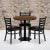 Flash Furniture MD-0002-GG 30" Round Walnut Laminate Table Set with 3 Ladder Back Metal Chairs, Black Vinyl Seat addl-1