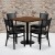 Flash Furniture MD-0005-GG 30" Square Walnut Laminate Table Set with 4 Grid Back Metal Chairs, Black Vinyl Seat addl-1