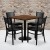 Flash Furniture MD-0005-GG 30" Square Walnut Laminate Table Set with 4 Grid Back Metal Chairs, Black Vinyl Seat addl-1
