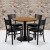 Flash Furniture MD-0006-GG 36" Round Natural Laminate Table Set with 4 Grid Back Metal Chairs, Black Vinyl Seat addl-1