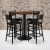 Flash Furniture MD-0015-GG 36" Square Walnut Laminate Table Set with 4 Grid Back Metal Bar Stools, Black Vinyl Seat addl-1