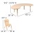 Flash Furniture YU-YCX-0043-2-MOON-TBL-NAT-E-GG 35"W x 65"L Half-Moon Natural Plastic Height Adjustable Activity Table with 4 Chairs addl-5