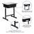 Flash Furniture YU-YCY-046-GG Gray Student Desk with Adjustable Height Black Pedestal Frame addl-6