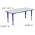 Flash Furniture YU-YCY-060-0034-RECT-TBL-BLUE-GG 23.625