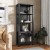 Flash Furniture ZG-027-BLK-GG Black Modern Farmhouse 3 Upper Shelf Wooden Bookcase with Glass Door Storage Cabinet addl-1
