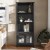 Flash Furniture ZG-027-BLK-GG Black Modern Farmhouse 3 Upper Shelf Wooden Bookcase with Glass Door Storage Cabinet addl-5