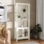 Flash Furniture ZG-027-WHT-GG White Modern Farmhouse 3 Upper Shelf Wooden Bookcase with Glass Door Storage Cabinet addl-1
