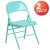 Flash Furniture 2-HF3-TEAL-GG Hercules Colorburst Tantalizing Teal Triple Braced & Double Hinged Metal Folding Chair, 2 Pack addl-2