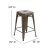 Flash Furniture 4-ET-31320-24-GN-R-PL2B-GG Cierra 24" Backless Gunmetal Metal Indoor Counter Height Stool with Black All-Weather Poly Resin Seat addl-4